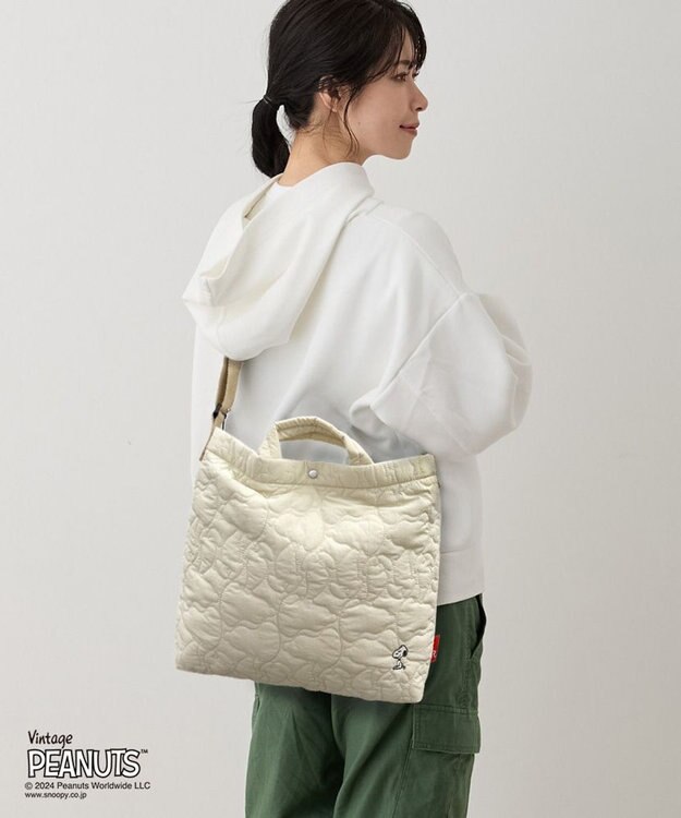 ROOTOTE 8415【スヌーピー】IP.トール2ウェイ.キルト.ピーナッツ-9X 02：アイボリー