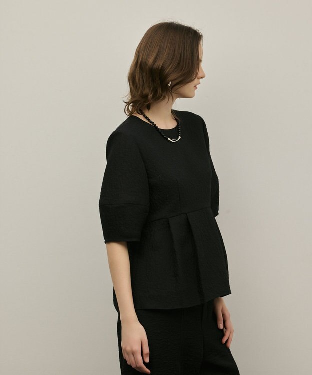 GRACE CONTINENTAL オーガンジージャガードトップ ブラック