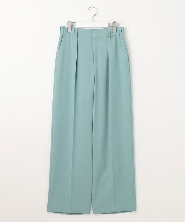 自由区 【セットアップ対応・接触冷感・洗える】リネンライクシンセティックワイドストレート パンツ ライトブルー