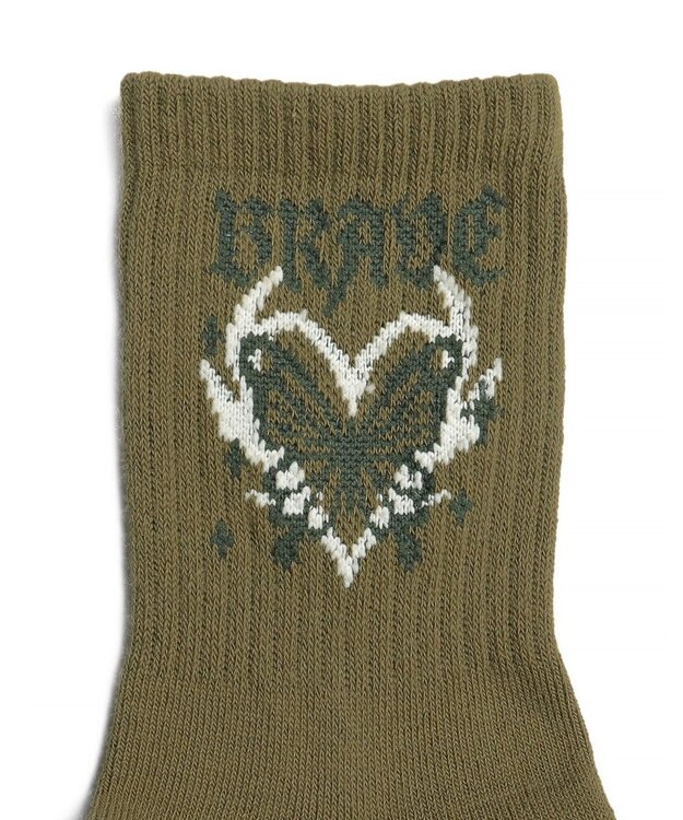 WEGO バタフライデザインソックス カーキ