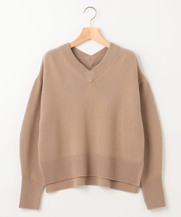 組曲 【8色展開・手洗い可】ウールカシミヤミックス Vネックニット ベージュ系