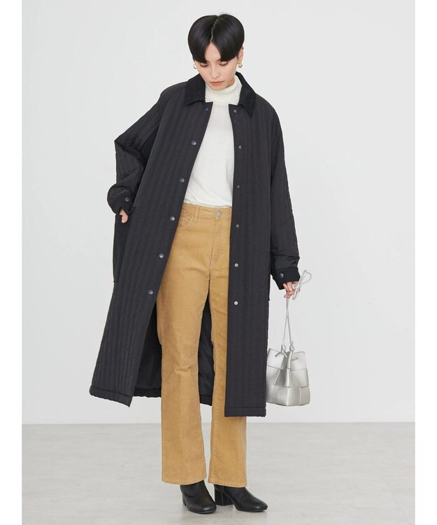 AMERICAN HOLIC キルポカ異素材Ｍｉｘロングコート Black