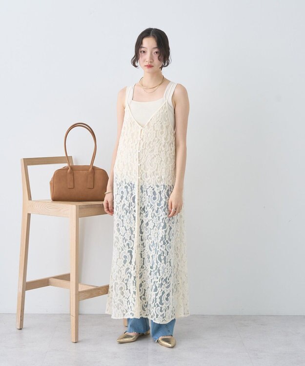 earth music&ecology 起毛レースレイヤードキャミワンピース Ivory
