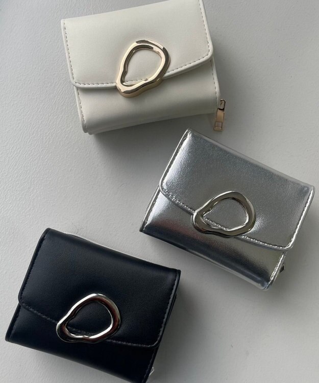 WEGO ニュアンスパーツフラップウォレット ブラック