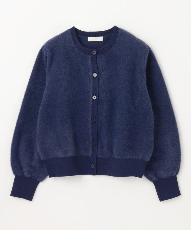 ANY L フェザーカーディガン×ニットスカートセットアップ ネイビー