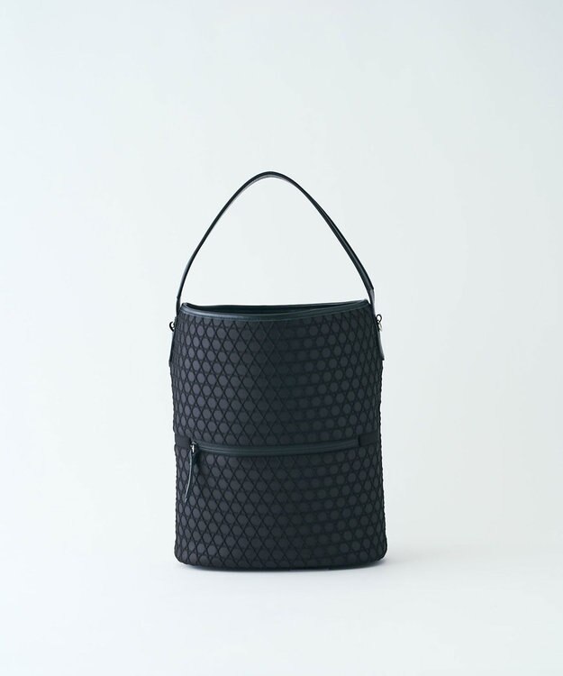 MIYABIYA LAQUOH【撥水加工】篭目柄エンボスボンディング バケツ型2WAYショルダー ブラック