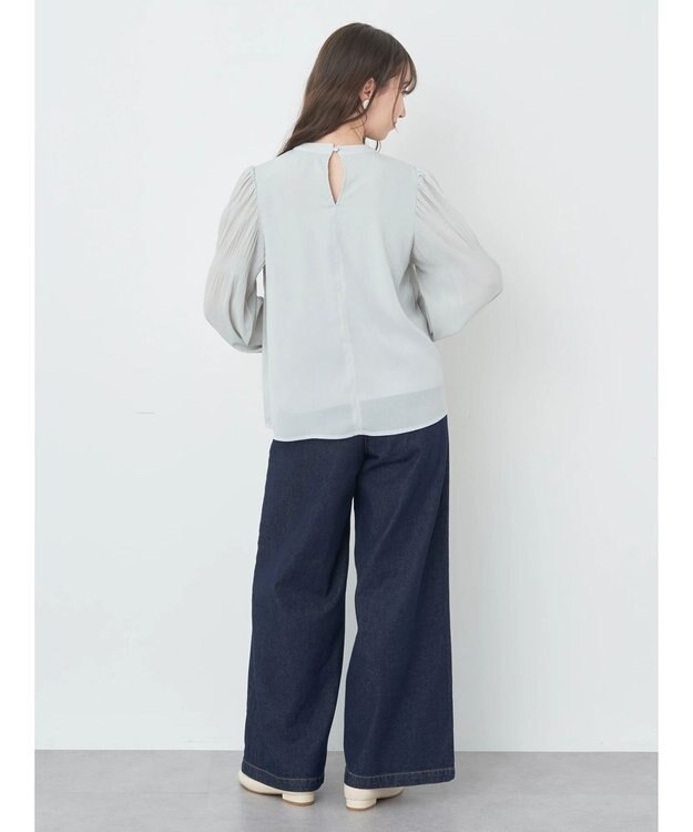 earth music&ecology マジョリカプリーツブラウス Navy