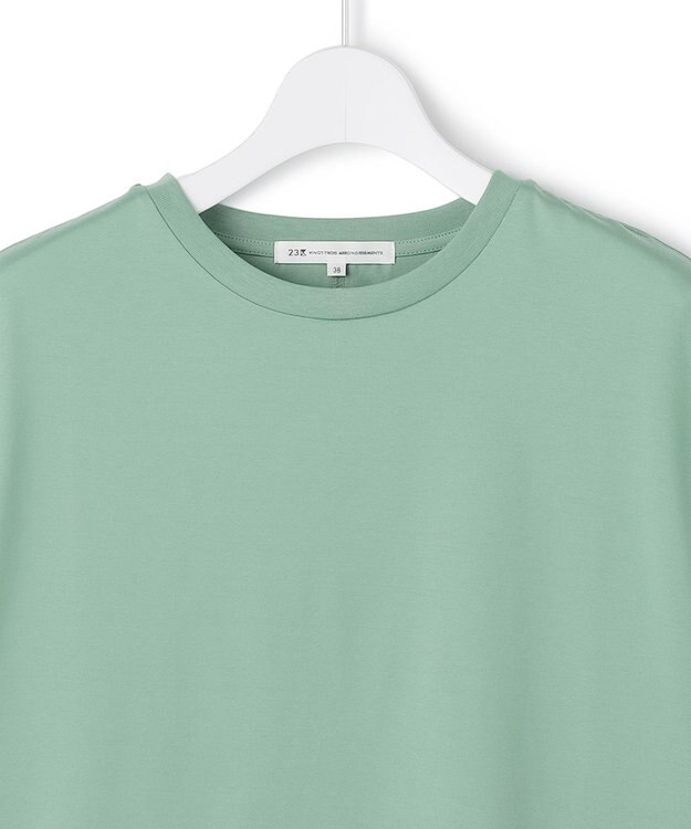 23区 シルキータッチ フレンチスリーブ Tシャツ パイングリーン系