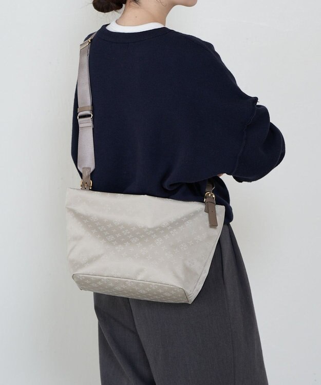 russet ナイロンジャガード2WAYワンハンドルトートバッグ(SF-268) Ecru