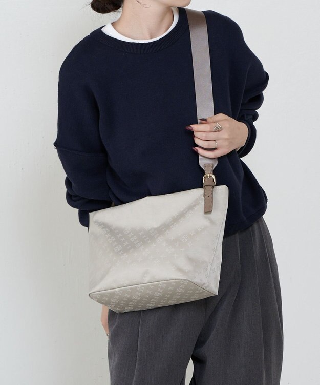 russet ナイロンジャガード2WAYワンハンドルトートバッグ(SF-268) Ecru