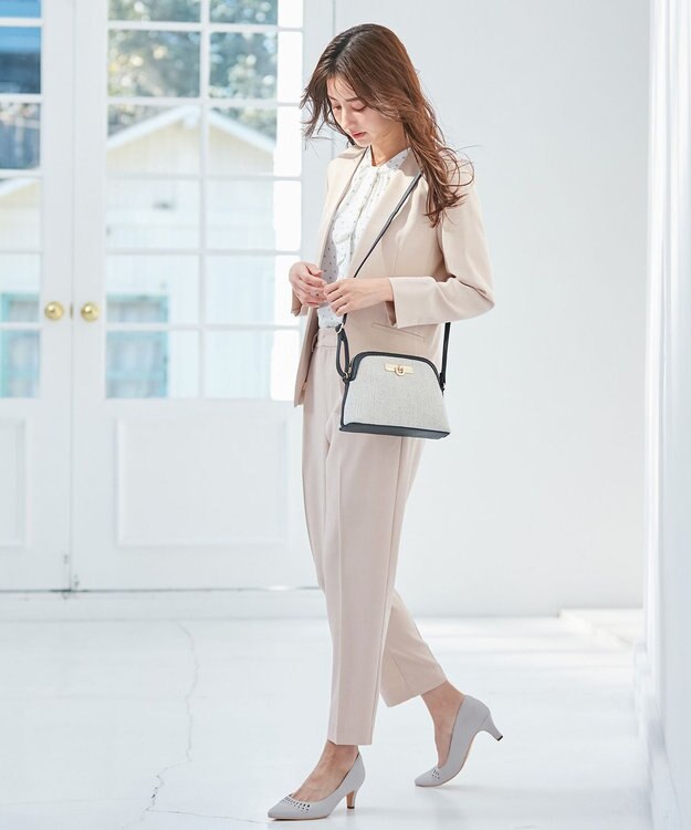 ANY SIS 【セットアップ可】リネンライクポリエステル パンツ ライトベージュ