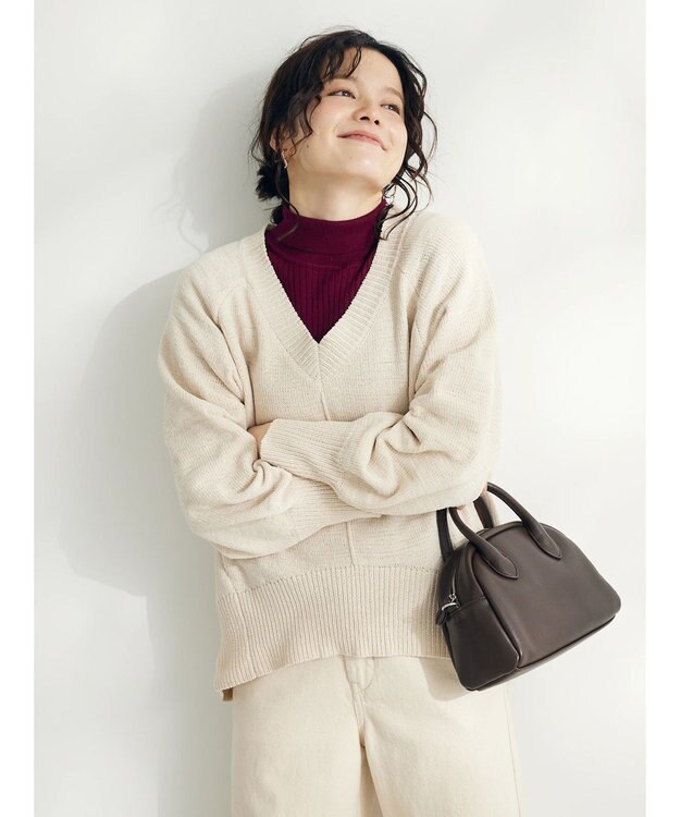 CRAFT STANDARD BOUTIQUE 洗えるコードモールＶネックプルオーバー Ivory