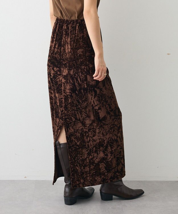 CRAFT STANDARD BOUTIQUE クラッシュベロアサイドスリットスカート Brown