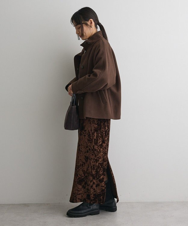 CRAFT STANDARD BOUTIQUE クラッシュベロアサイドスリットスカート Brown
