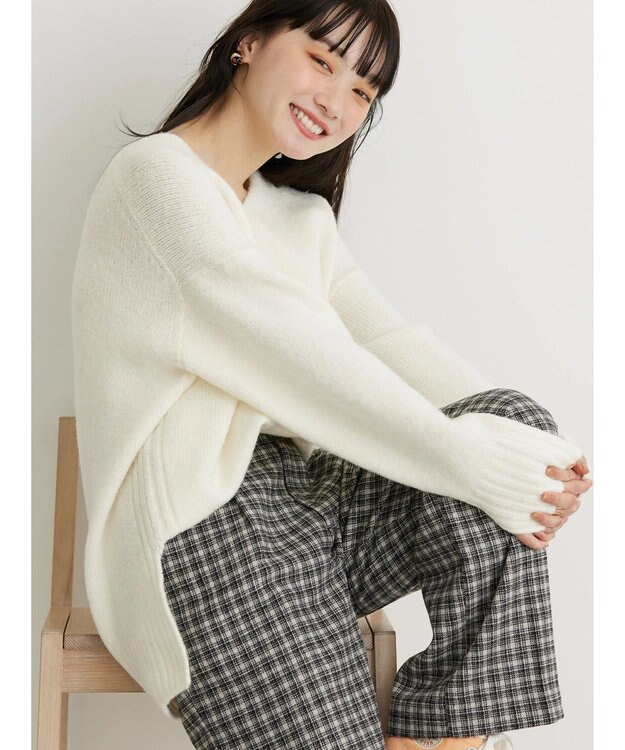 AMERICAN HOLIC ＭｉｘヤーンＶネックニットプルオーバー Ivory