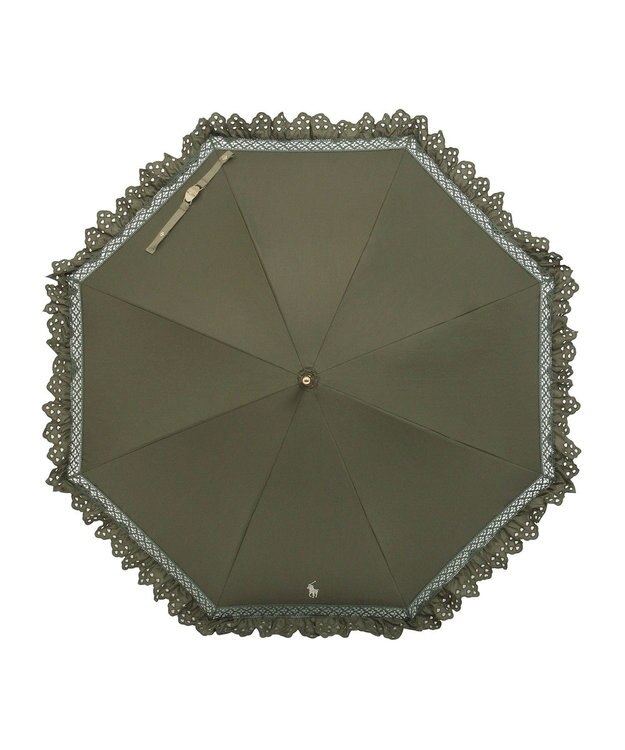 MOONBAT 【遮光/晴雨兼用日傘】POLO RALPH LAUREN(ポロ ラルフローレン) エンブフリル 長傘 遮熱 UV カーキー