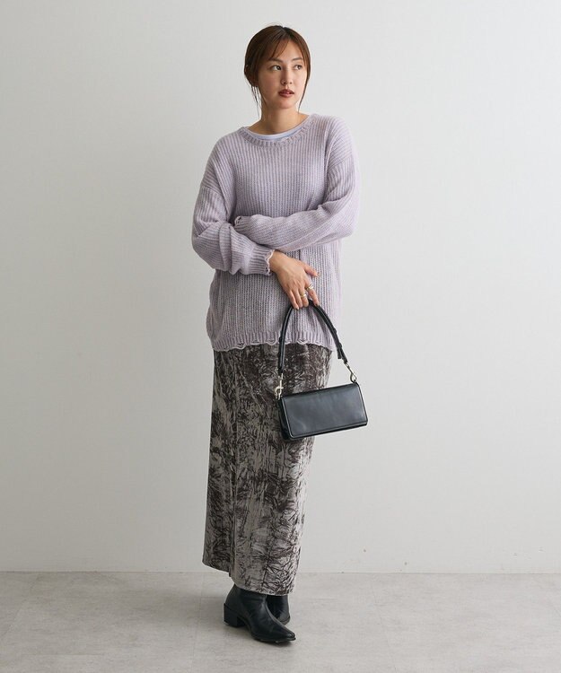 CRAFT STANDARD BOUTIQUE クラッシュベロアサイドスリットスカート Gray