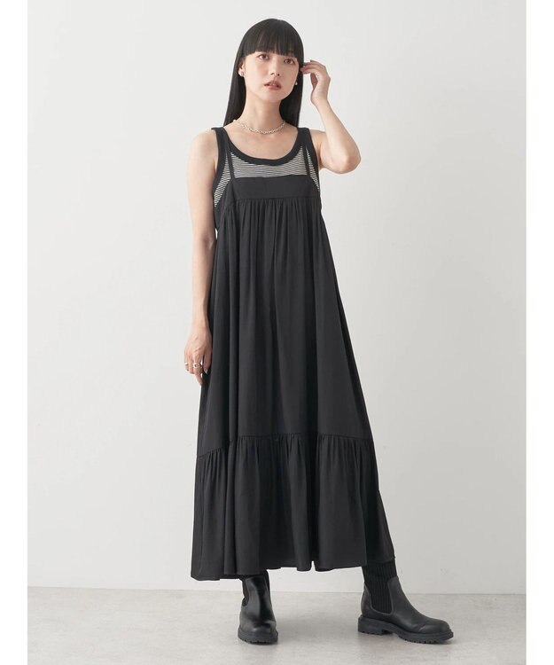 earth music&ecology ティアードキャミワンピース Black