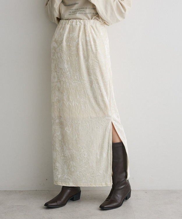 CRAFT STANDARD BOUTIQUE クラッシュベロアサイドスリットスカート Off White