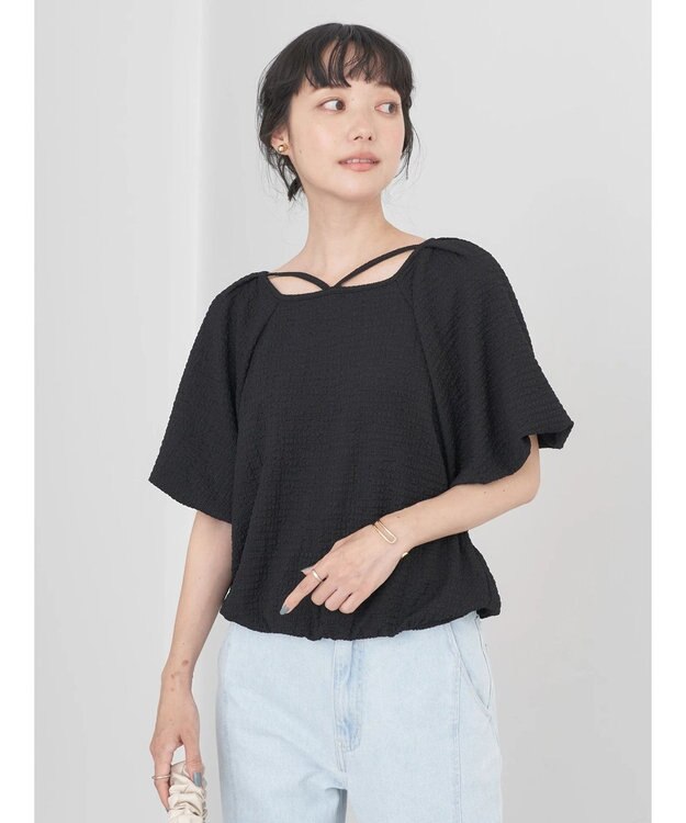 earth music&ecology バルーンスリーブプルオーバー Black