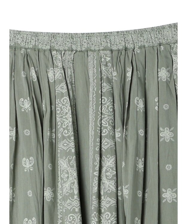 CRAFT STANDARD BOUTIQUE パネル柄マキシギャザースカート Light Green