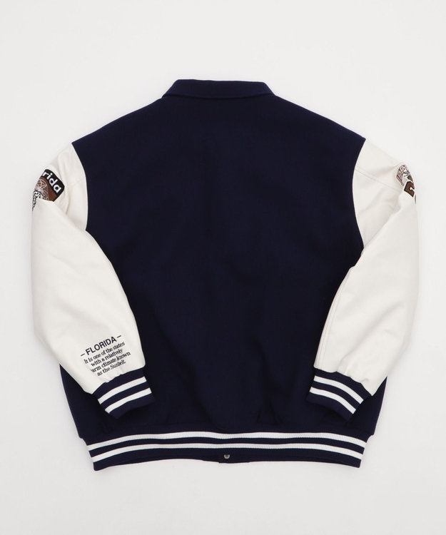 WEGO 【25年秋冬新作/ユニセックス着用ITEM/SMLサイズ展開】メルトンワッペンスタジャン ネイビー