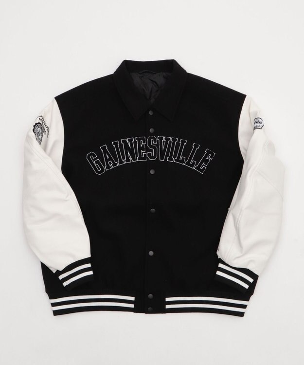 WEGO 【25年秋冬新作/ユニセックス着用ITEM/SMLサイズ展開】メルトンワッペンスタジャン ブラック