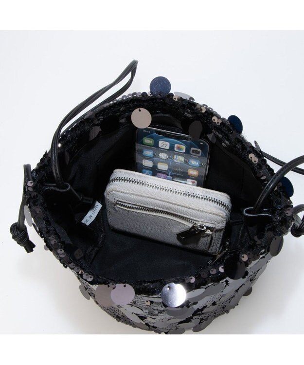 UNBILLION カシュカシュ cachecache / 2wayスパンコール巾着ショルダー ブラック