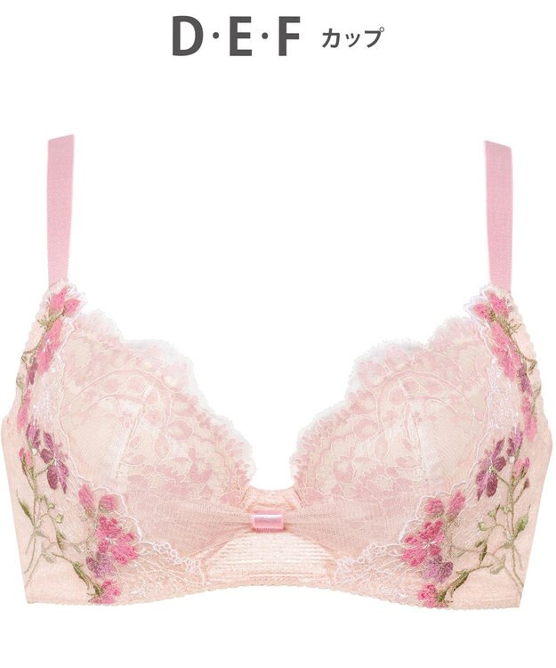 WACOAL 【リボンブラ】 【脇すっきり】 ブラジャー 脇高設計 着やせシルエット 動いても谷間をキープ ペアショーツあり レディース BRB413 /ワコール ピンク