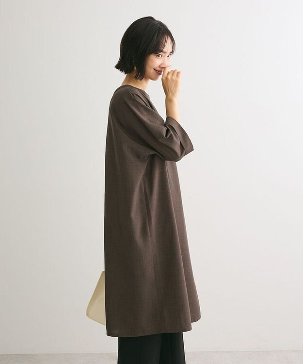 Green Parks 前後２ｗａｙ　ミディ丈タックワンピース Brown