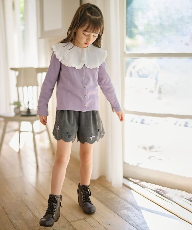 ANY KIDS スナップボタンカーディガン ラベンダー