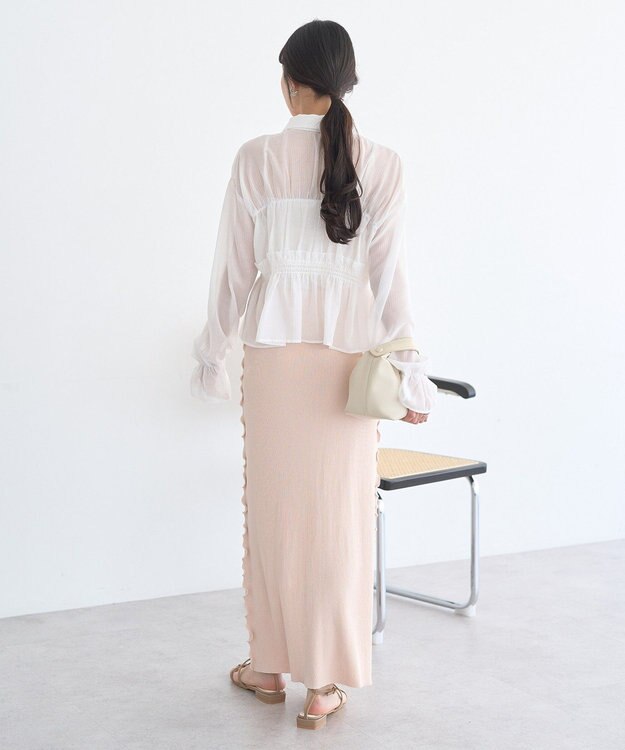 earth music&ecology シャーリングストライプシャツ Stripe White