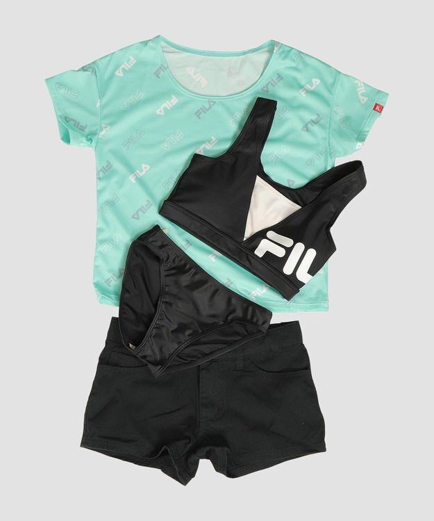 OP／FILA 【FILA】Ｔシャツ付きセパレート4点セット水着 サックス