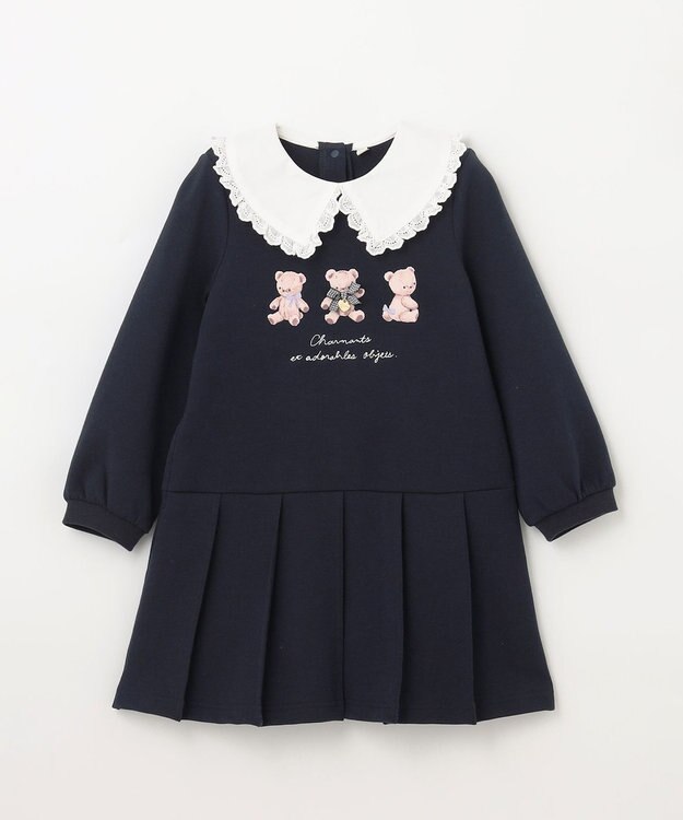 ANY KIDS 襟付き ワンピース ネイビー