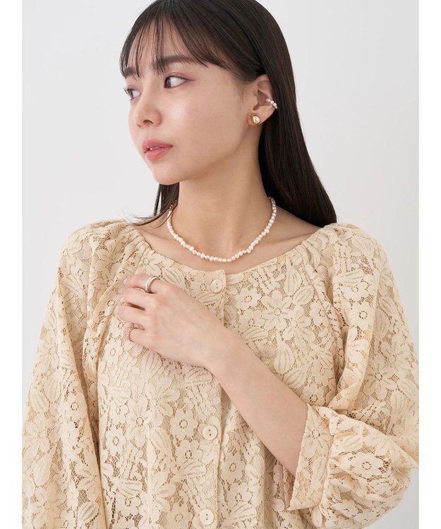 earth music&ecology フラワーレースブラウス Beige