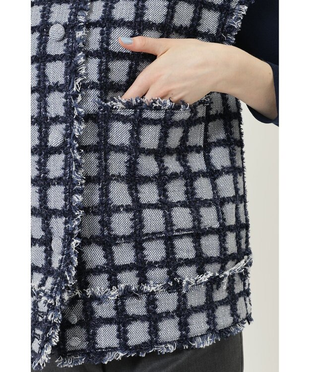 DAKS チェックツイードベスト ネイビー