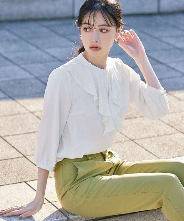 Tiaclasse 【洗える】フリルブラウス オフホワイト