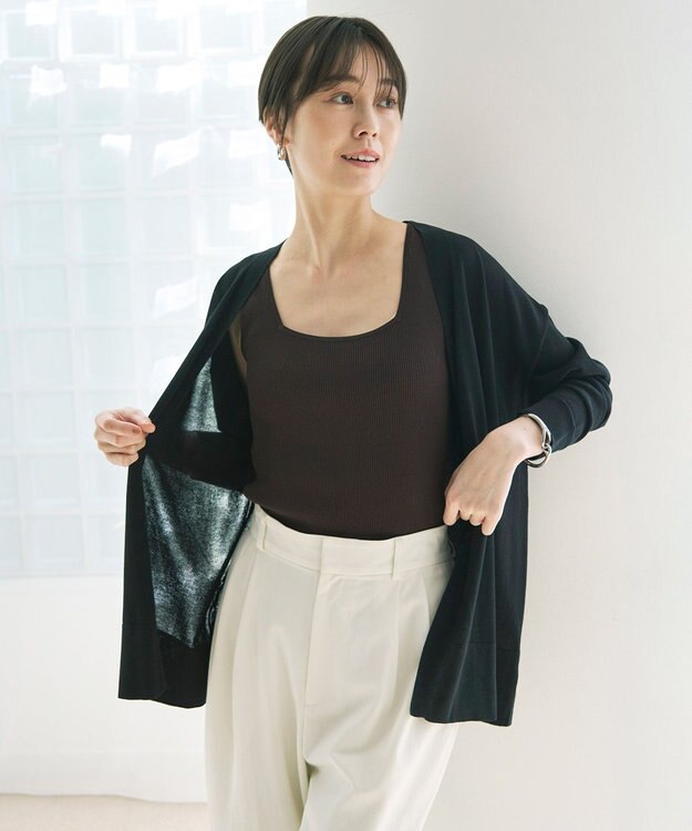 UNFILO スゴ機能 リブタンクトップ ブラウン