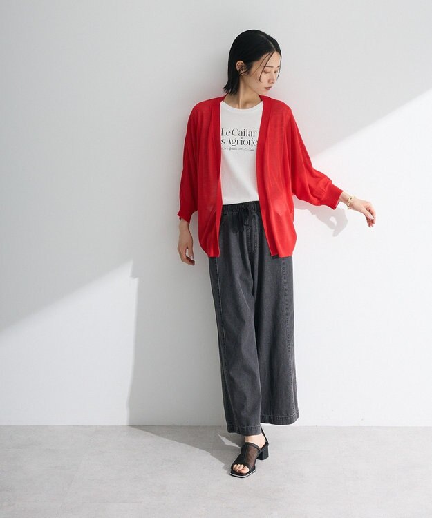 Green Parks 接触冷感七分袖カーディガン Red