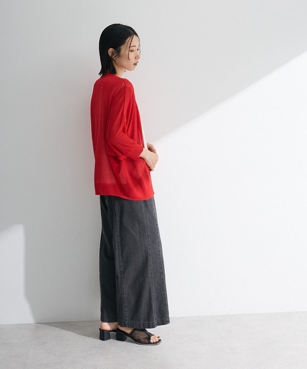 Green Parks 接触冷感七分袖カーディガン Red