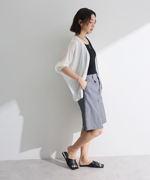 Green Parks 接触冷感七分袖カーディガン Off White