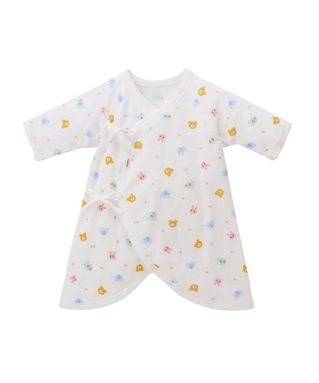 MIKI HOUSE HOT BISCUITS 【50-60cm】 フライス素材の総柄コンビ肌着