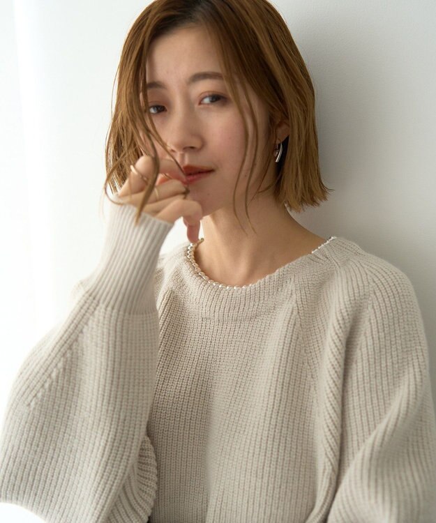 YECCA VECCA パールネックニット Light Gray