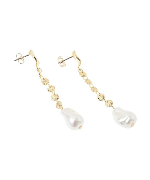 Green Parks ・ＨＡＬＦ　ＴＩＭＥ　メタルプレートパールピアス Gold