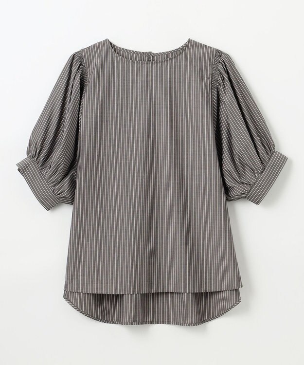 ANY 【抗菌防臭/速乾/手洗い可】エニィファンクション パフスリーブブラウス ブラックストライプ