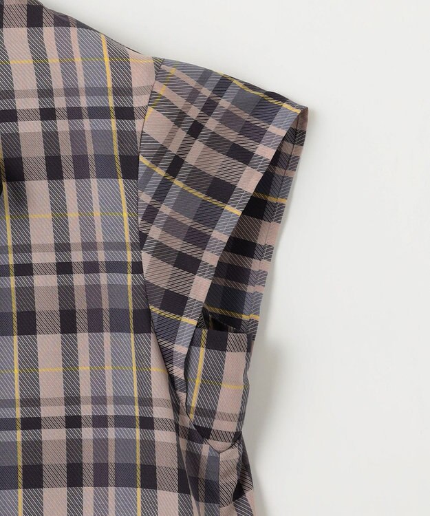 組曲 【リボンタイ付き】シアーツイルチェック ブラウス パープル系3