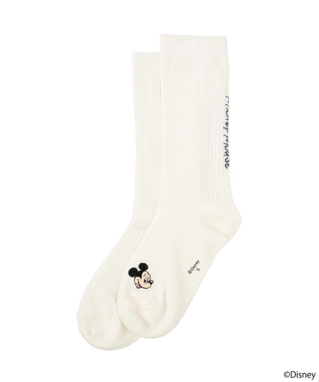 earth music&ecology 【予約】Disney/アソート刺繍入り靴下 チャコールグレー