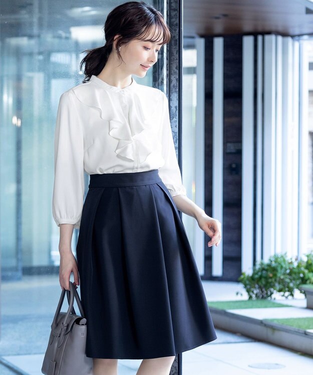 Tiaclasse 【洗える】フリルブラウス オフホワイト