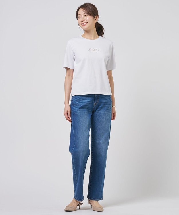 J.PRESS LADIES S 刺繍ロゴ Tシャツ ホワイト系