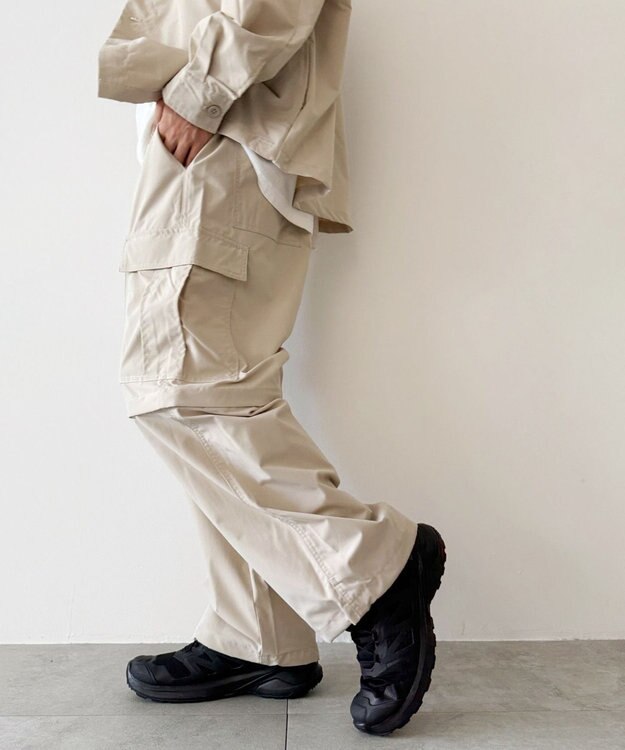 WEGO 【セットアップ対応ITEM】2WAYリップストップカーゴパンツ ベージュ